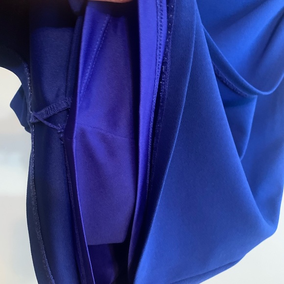 Guess dress small size 4 cobalt royal blue v neck cobalt asymmetrical mini - Picture 5 of 12